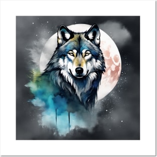 Timber Wolf in Watercolor and Charcoal Posters and Art